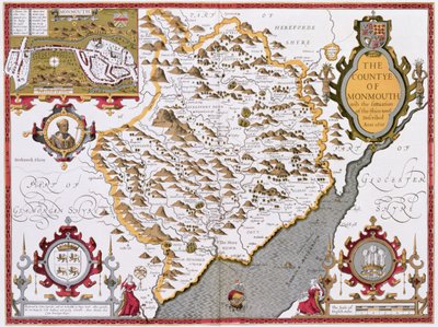 Le comté de Monmouth, gravé par Jodocus Hondius (1563-1612) d